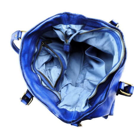 sacs femme mode en cuir pleine fleur souple délavé bleu