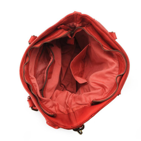 sac cabas en cuir vintage souple italien pur de vachette rouge