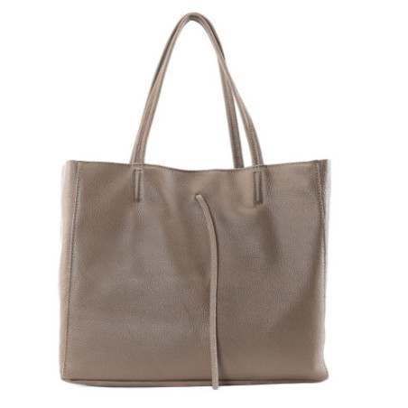 Sac à main mode femme en cuir grainé porté épaule taupe foncé