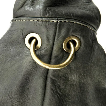 Sac à main hobo mode femme porté épaule ou bandoulière en cuir souple used look pur vachette tenue souple kaki foncé