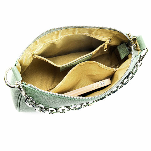 Sac très tendance femme en cuir italien pur cuir de vachette porté épaule vert d’eau
