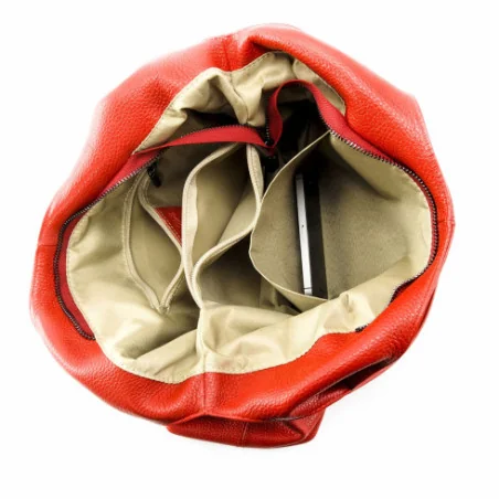 Sac hobo mode femme en cuir italien pur cuir de vachette porté épaule rouge clair