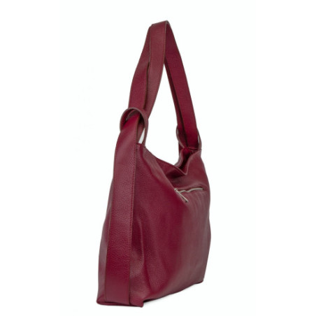 Sac à main sac à dos femme tendance en cuir grainé porté dos et épaule rouge bordeaux
