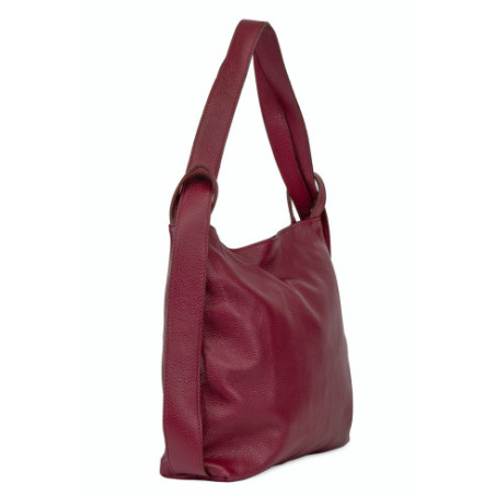 Sac à main convertible sac à dos mode femme en cuir italien grainé porté épaule rouge bordeaux