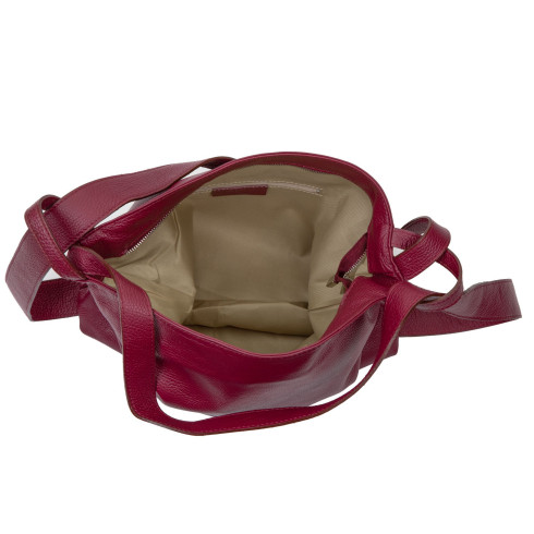 Sac femme très tendance en cuir grainé porté épaule rouge bordeaux sac à main sac à dos