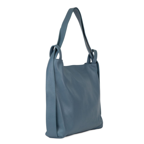 Sac à main sac à dos tendance femme en cuir grainé porté dos bleu glacier