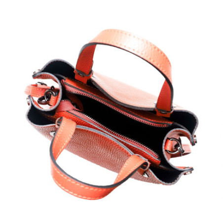 Sac mode femme en cuir italien pur cuir de vachette porté bandoulière et épaule orange