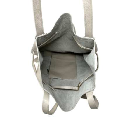 Sac mode femme en cuir grainé italien porté épaule taupe clair sac bourse tendance