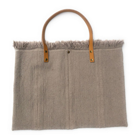 cabas sac de plage tendance en tissu souple beige