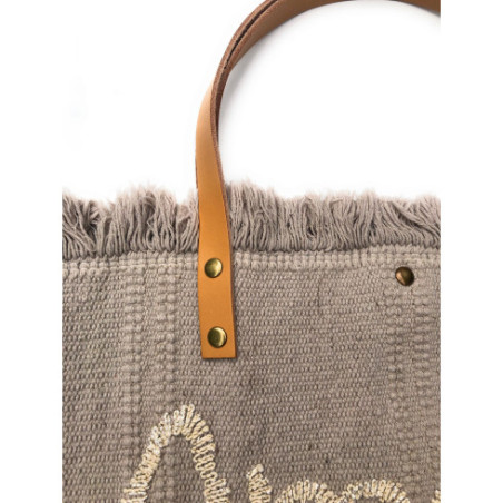 sac à main cabas en tissu souple de qualité beige pour femme