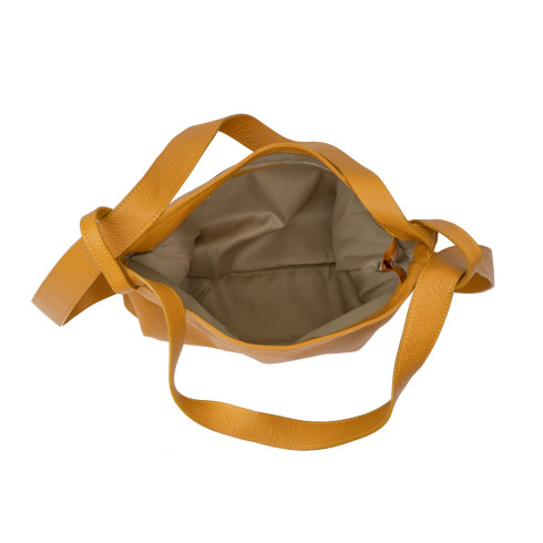 Sac à main convertible sac à dos tendance femme en cuir italien grainé porté dos jaune moutarde
