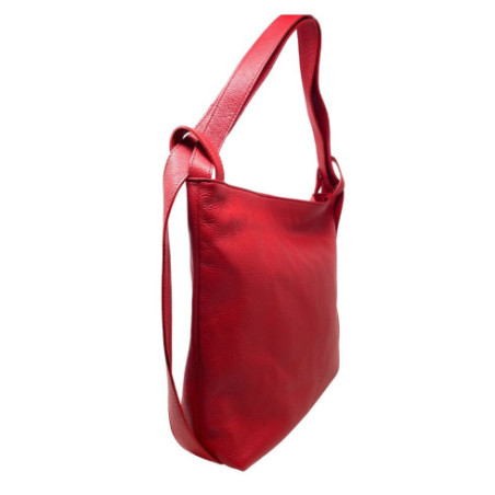 Sac à main sac à dos femme tendance en cuir grainé porté dos et épaule rouge clair