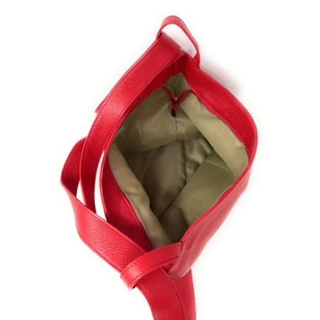 Sac à main convertible sac à dos mode femme en cuir italien pur cuir de vachette porté épaule rouge clair