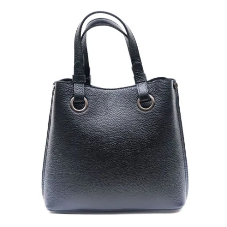 Sac à main femme tendance en cuir grainé porté main épaule de travers et bandoulière noir