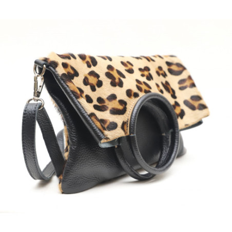 Sac à main tendance femme en cuir à motif porté main et bandoulière léopard sac multiposition