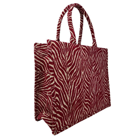 Sac femme très tendance en velours tissé porté main et bandoulière rubis sac cabas rigide