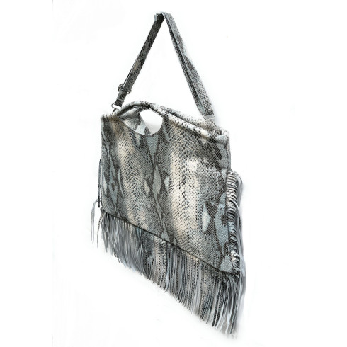 Maxi sac femme tendance en cuir lisse imprimé porté bandoulière bleu ciel