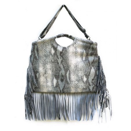 Sac tendance femme en cuir italien imprimé porté bandoulière ou main bleu ciel maxi sac