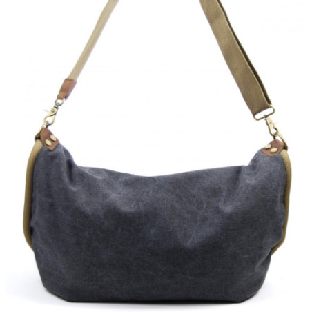 Sac week-end mode femme en cuir et toile porté bandoulière noir sac très tendance