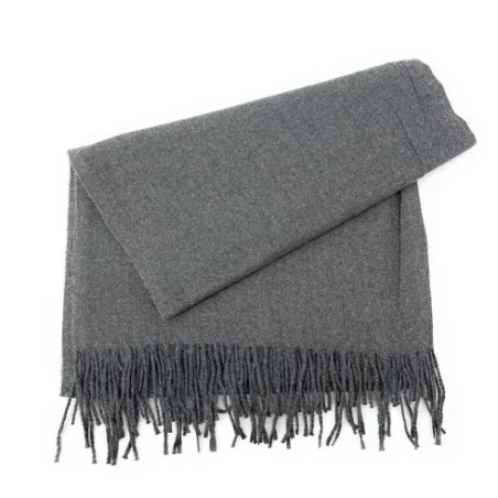 Foulard tendance femme en viscose laine et coton porté écharpe châle et cou gris foncé