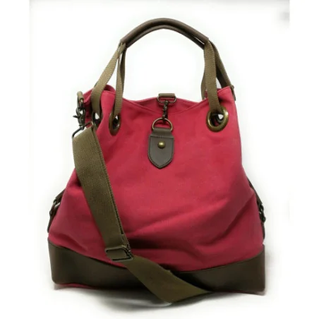 Sac très tendance femme en toile porté épaule avec bandoulière ajustable rose fuchsia foncé