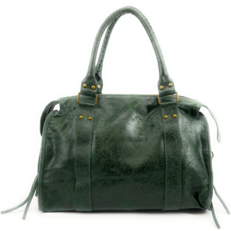 Sac à main tendance femme en cuir italien pur cuir de vachette porté épaule et de travers vert sapin