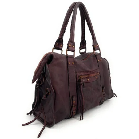Sac à main haut de gamme femme tendance en cuir porté épaule avec bandoulière amovible bordeaux