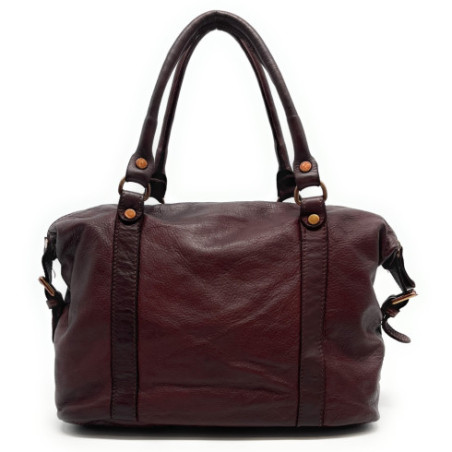 Sac femme en cuir souple vintage haut de gamme porté main et épaule avec bandoulière amovible rouge foncé sac de la rentrée