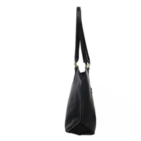 Sac cabas très tendance femme en cuir porté épaule avec anses rouleaux noir grand sac shopping