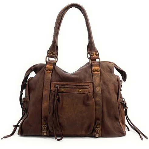 Sac Femme | Grand sac porté épaule en cuir vintage STORM XL HURRICAN