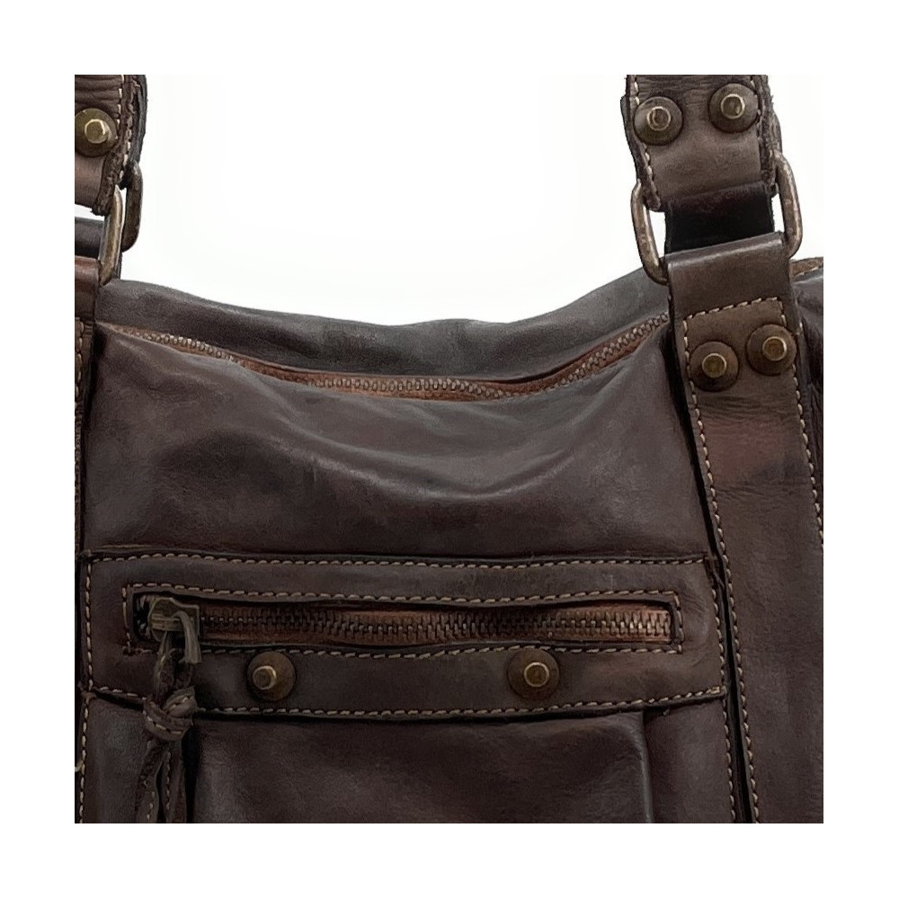 Grand sac port?� ?�paule en cuir vintage STORM XL HURRICAN