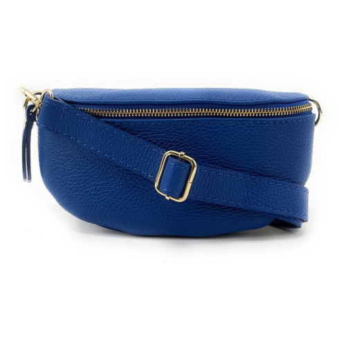 Sac mode femme en cuit italien pur cuir de vachette porté à la taille bleu roi sac banane tendance