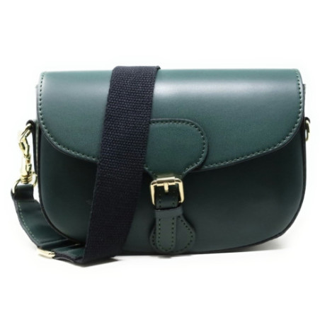 Sac très tendance femme en véritable cuir lisse porté épaule avec bandoulière réglable vert sapin sac trotteur
