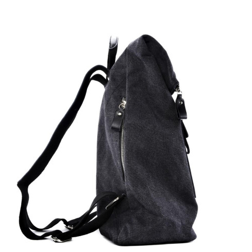 Sac homme en toile et cuir porté dos et main noir sac à dos très tendance