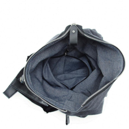 Sac dos très tendance homme en cuir et toile porté main ou dos noir