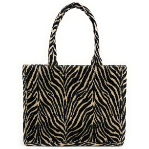 Sac cabas rigide en velours tissé LITTLE ZEBRA