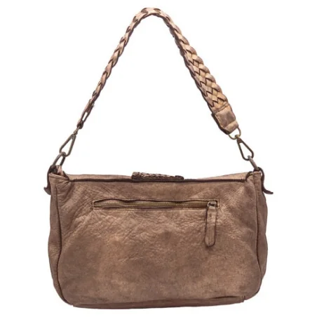 Sac baguette mode femme très tendance haut de gamme en cuir souple vintage délavé bronze finitions métalliques laitonnées