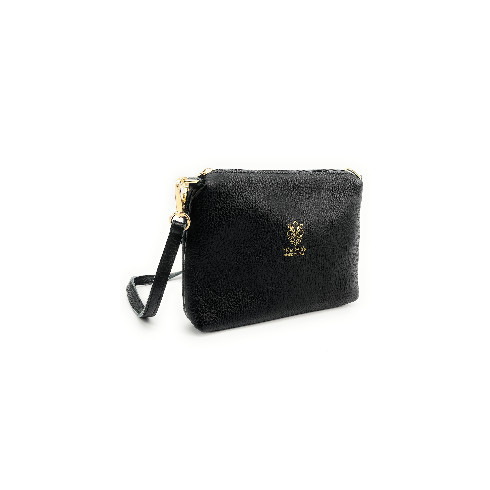 Sac à main tendance femme en cuir italien grainé porté épaule avec bandoulière amovible zèbre noir camel