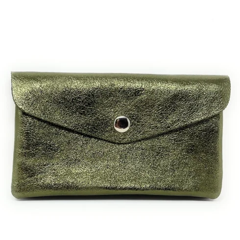 Micro sac pochette porte-monnaie femme en cuir irisé fabriqué en Italie bleu canard