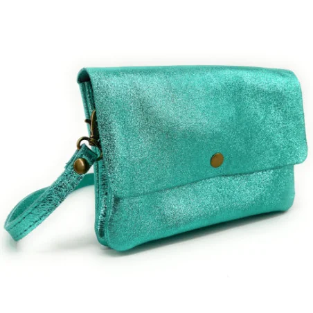 Mini sac femme en cuir porté épaule avec bandoulière amovible lagon trousse pochette très tendance