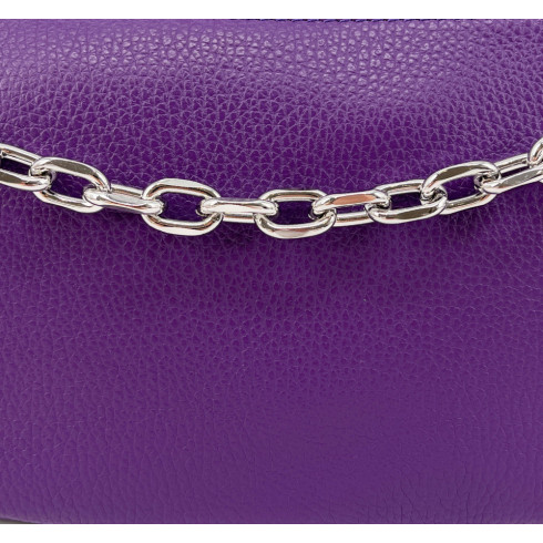 Sac à main baguette mode femme en cuir porté épaule avec bandoulière amovible violet