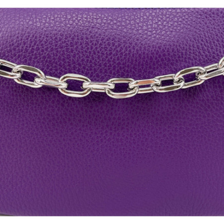Sac à main baguette mode femme en cuir porté épaule avec bandoulière amovible violet