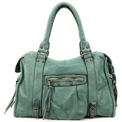 Sac à main porté épaule en cuir vintage MISS STORM