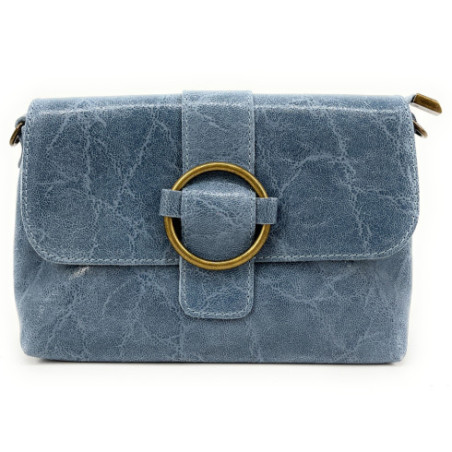Mini sac mode femme en cuir porté épaule avec bandoulière amovible bleu glacier