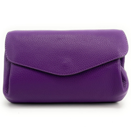 Sac femme tendance en cuir grainé porté épaule et bandoulière violet mini sac trotteur