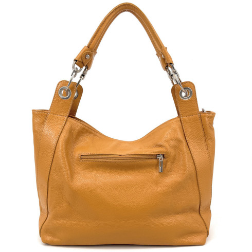 Sac mode femme en cuir italien grainé porté épaule avec bandoulière amovible camel clair sac tendance