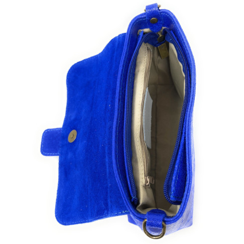 Mini sac mode femme en cuir porté épaule avec bandoulière amovible bleu électrique