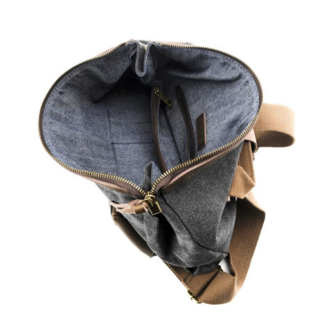 Sac à dos mode femme en toile porté dos sangle de bretelles en coton noir sac très tendance