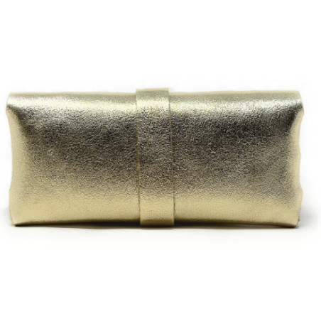 Trousse femme en cuir porté main or étui à lunettes tendance