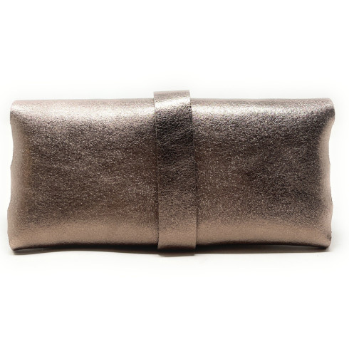 Trousse tendance femme en cuir italien irisé porté main champagne irisé étui à lunettes